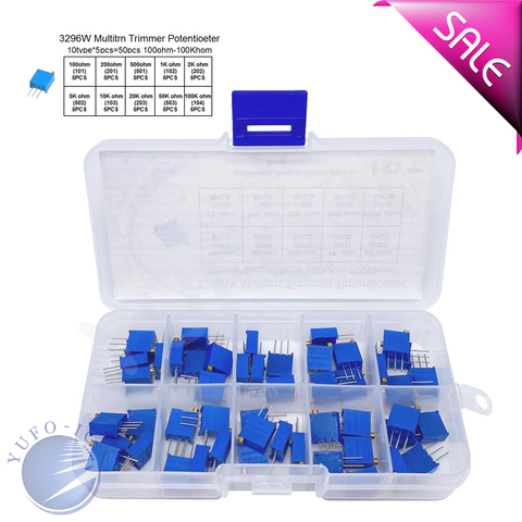 Valor 10 3296w-101 201, 501, 102, 202, 502, 103, 203, 503, 104 Multi-Giro ajustable kit de resistencia de potenciómetro 100/Ohm 200/500 1/2/5/10K ► Foto 1/4