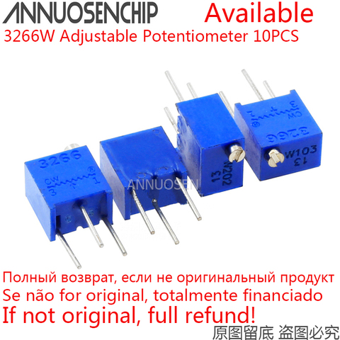 10 Uds 3266W ajustable de precisión potenciómetro 1K 2K 5K 10K 20K 50K 100K 200K 500K 103 1M 101 de 201 de 501 100R 200R 500R 100 de 200 a 500 ► Foto 1/1