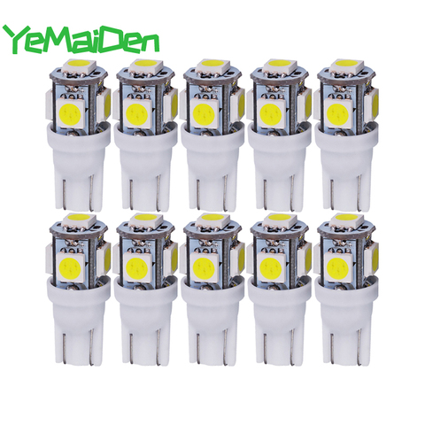 10x coche T10 5W5 W5W bombilla LED 12V 7000K 5050 5 SMD 5W5 luz LED cuña lateral diseño de lámparas de limpieza de lectura Domo Interior ► Foto 1/6