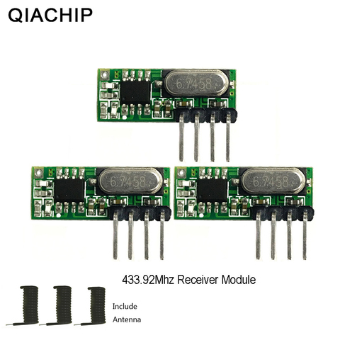 QIACHIP-receptor de RF de 433 mhz, Kit de Módulo de Control Remoto de tamaño pequeño, baja potencia, UHF, ASK, 433 Mhz, para Arduino Uno, 3 uds. ► Foto 1/4