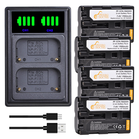 Kits de cargador de batería NP-FM500H NP FM500H de 1900mAh para Sony Alpha A58 A65 A77 DSLR-A350 A300 A450 A500 A550 A580 A700 A99 SLT-A57. ► Foto 1/6