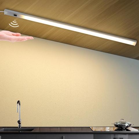 Luz LED inteligente de cocina de 5V, lámpara con USB con sensor de barrido manual, retroiluminación de alto brillo, para armarios, cajones, 30/40/50 cm ► Foto 1/6