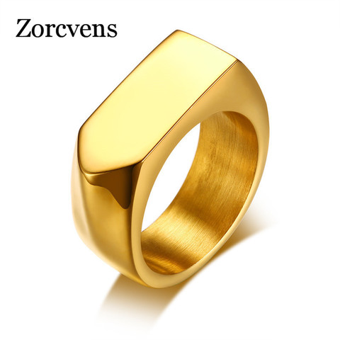 ZORCVENS 2022 nueva vitalidad anillo negro plano de acero inoxidable anillo superior para los hombres de Anel Aneis Masculinos Anillos ► Foto 1/6