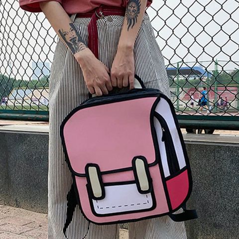 Mochila creativa de dibujo 2D para mujer, bolso escolar de dibujos animados, bolsa de libros de cómic para chicas adolescentes ► Foto 1/6