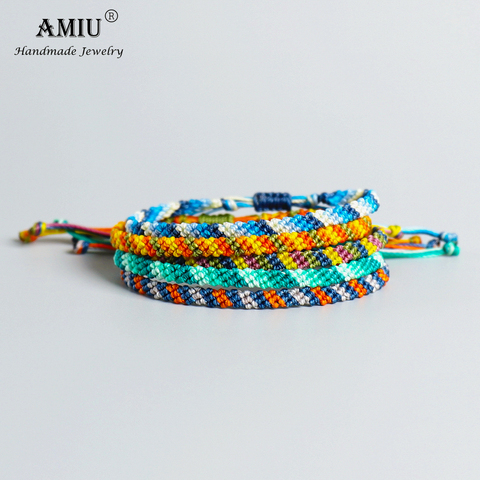 AMIU-pulsera de cuerda de la suerte hecha a mano para hombre y mujer, brazalete de hilo de cera impermeable de alta calidad, macramé ► Foto 1/6