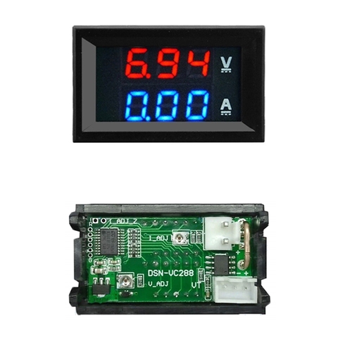 Voltímetro Digital Mini, amperímetro DC 100V 10A, Panel Amp Volt, medidor de corriente de voltaje, Detector de doble pantalla LED de 0,56 