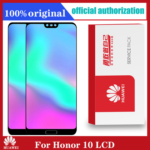 Pantalla LCD 100% Original con marco + huella dactilar para HUAWEI Honor 10, montaje de digitalizador con pantalla táctil, piezas de reparación de COL-L29 ► Foto 1/6