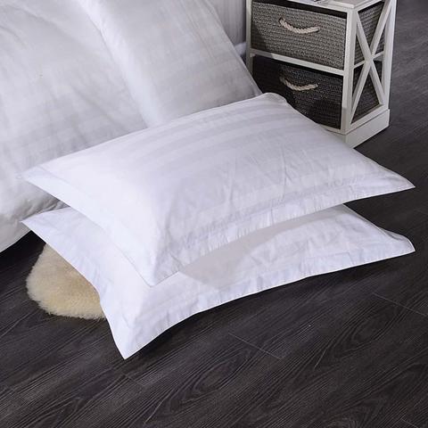 Funda de almohada de satén de algodón para el hogar, suministros de cama para Hotel de 22, 50x80/58x88cm con cifrado blanco puro, de alta calidad ► Foto 1/6