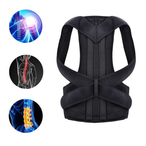 Corrector de postura para la espalda, soporte de clavícula, deja de encorvarse y hundir, entrenador Lumbar ajustable Terapia de posición ► Foto 1/6