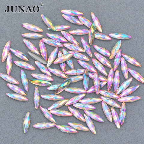 JUNAO-pegatina de estrás de 4x15mm, Cristal AB, Strass, cristal, Ojo de caballo, apliques de piedra, decoración de uñas ► Foto 1/6