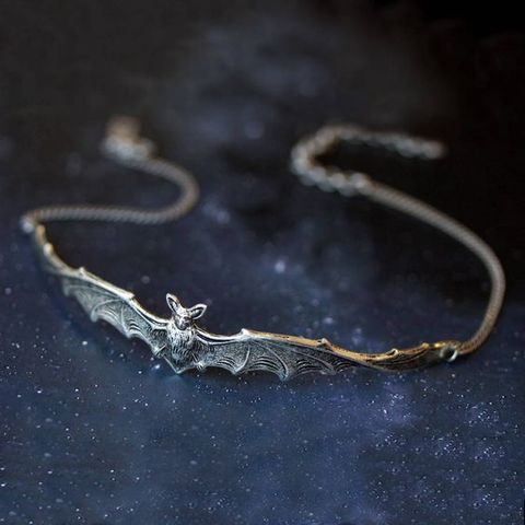 Collar con colgante de murciélago Chapado en plata, gargantilla de estilo oscuro, regalo de joyería gótica para mujer y Niña ► Foto 1/2