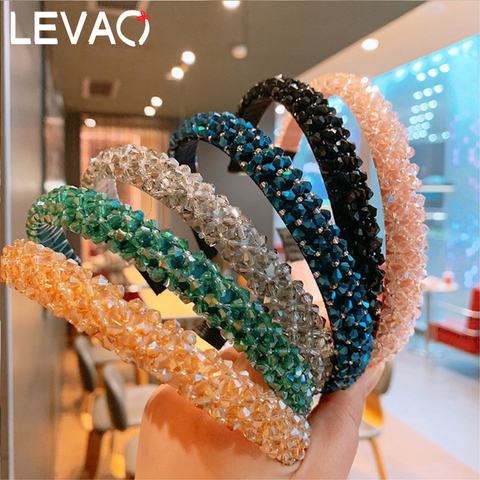 Levao mujeres estilo barroco Multicolor Rhinestone diadema ancha diademas de cristal mujeres boda pelo aro accesorios para el pelo de mujer ► Foto 1/6