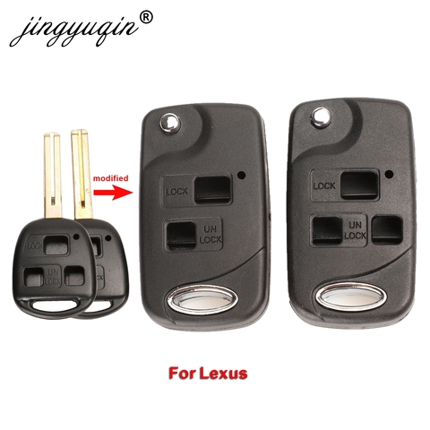 Jingyuqin 2/3 botones funda de control remoto plegable caso para Lexus RX300 SC430 GX470 LS400 GS300 ES330 LX470 modificado Fob clave ► Foto 1/4