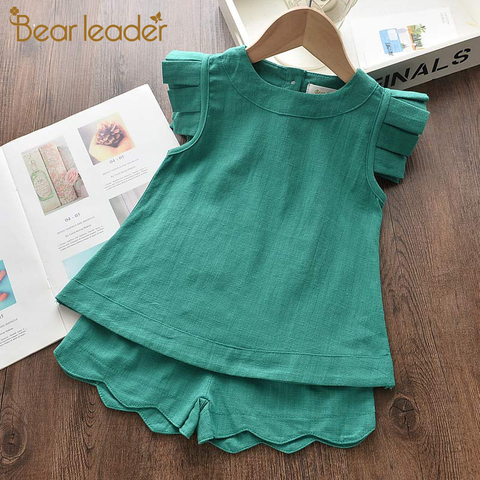 Bear Leader-Conjunto de Ropa para Niñas, ropa informal para niños, chaleco y pantalones sólidos, trajes de 2 uds., trajes para bebés de 3 a 7 años, novedad de verano 2022 ► Foto 1/6