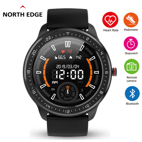 NORTH EDGE-reloj inteligente con pantalla HD para hombre, accesorio de pulsera deportivo resistente al agua con seguimiento de actividad deportiva, control del ritmo cardíaco y de la presión sanguínea ► Foto 1/6