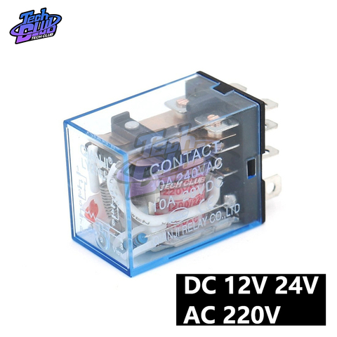 Relé de potencia de la bobina ly2nd CA 220V cc 12V 24V 10A Mini relé electromagnético módulo Omron electrónico DPDT 8 Pin LED lámpara indicación ► Foto 1/6