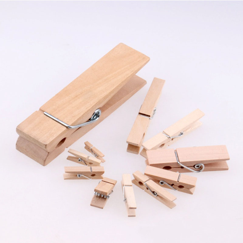 Pinzas de madera multifunción para ropa, Mini pinzas de 25mm/30mm/35mm para ropa, pinzas de madera para suministros de costura, 100 Uds. ► Foto 1/4