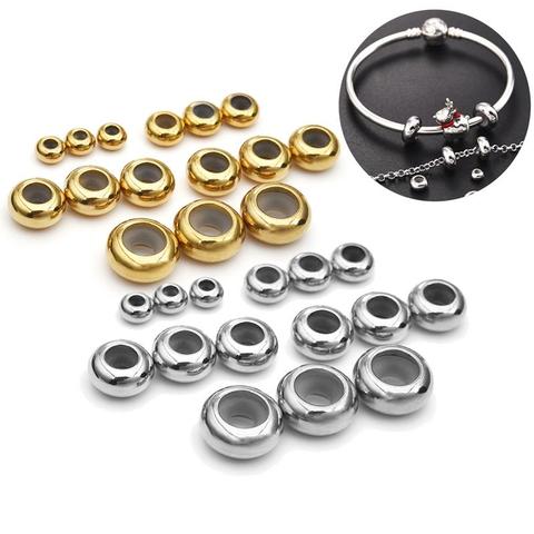 10 Uds. De cuentas redondas de acero inoxidable, separador suave de goma de silicona, cuentas de tapón, aptas para pulsera, brazalete, Cuenta de joyería DIY ► Foto 1/6