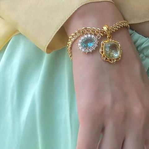 Pulsera de piedras de cristal grandes para mujer, brazalete de cadena gruesa con estilo de temperamento, joyería, regalos de Navidad, 2022 ► Foto 1/6