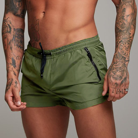 Pantalones cortos de playa para hombre, Bóxer sólido corto, color verde militar, de verano, 2022 ► Foto 1/6