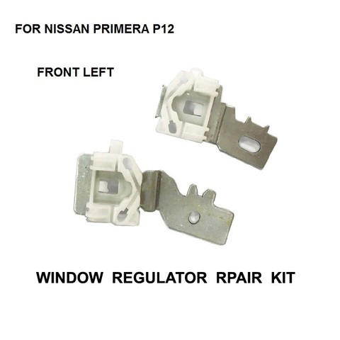 Pinzas de hierro para NISSAN PRIMERA P12, KIT de reparación de regulador de Ventanilla, CLIP resbalador, 2002-2007 delantero izquierdo, 2 piezas ► Foto 1/1