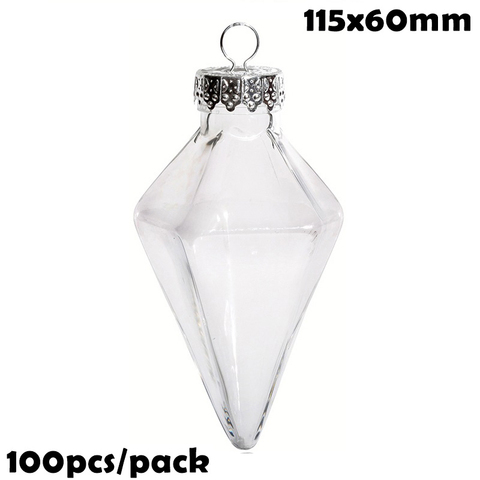 Bola de decoración de Navidad transparente para pintar/inastillable DIY, adorno de plástico con forma de diamante de 115mm rellenable, 100/paquete ► Foto 1/1