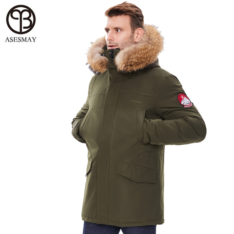 Chaqueta gruesa de invierno para hombre, Parkas con capucha, piel de mapache Natural, larga, bio-down, grado-30, 2022 ► Foto 1/6