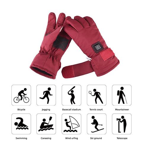 Guantes Térmicos ajustables para mujer, Guantes Térmicos recargables con batería, resistentes al agua, con pantalla táctil, guantes más cálidos ► Foto 1/6