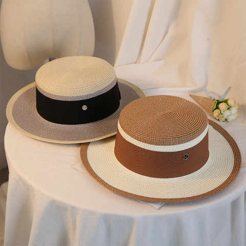 Sombrero de paja con estampado de flores para mujer, elegante sombrero de paja con diseño Retro para viaje, sombreros para el sol y la playa ► Foto 1/5