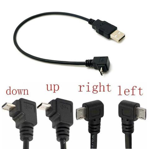 1PC 27cm ángulo recto USB 2,0 macho a 90 grados izquierda Micro convertidor Pin USB Cable de conector macho adaptador 5 Cable de ángulo F0N3 ► Foto 1/6