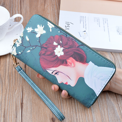 Cartera de piel sintética con estampado de personajes para mujer, bolso largo con cremallera para teléfono móvil, billetera bonita de diseñador de alta calidad ► Foto 1/6