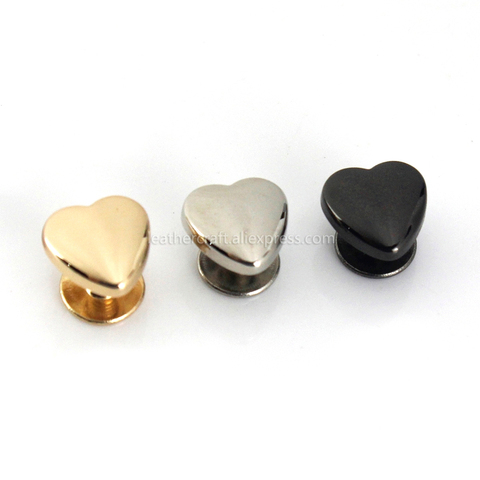 Remaches en forma de corazón de Metal para uñas, accesorios de decoración de 10mm con tornillos traseros para prendas de vestir, cuero, manualidades, cinturón, BILLETERA, bolso, 10 Uds. ► Foto 1/6