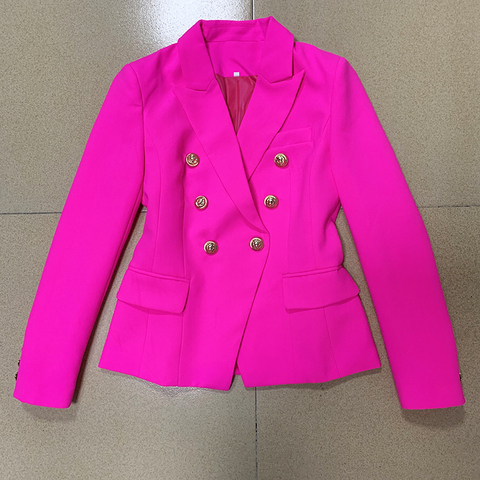 Chaqueta de diseño elegante para mujer, Blazer clásico con doble botonadura y botones de León, color rosa, 2022 ► Foto 1/6