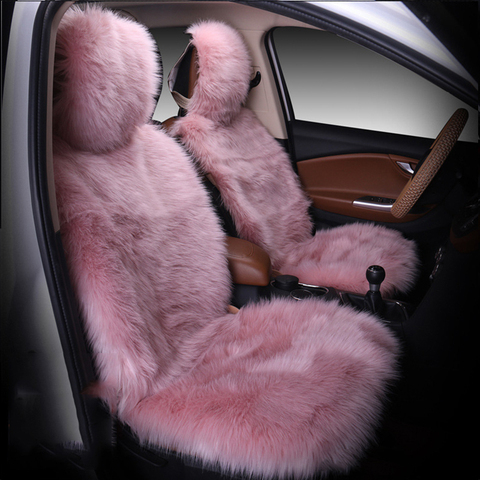 Funda de invierno para asiento de coche, Protector de piel de felpa para asiento de coche, fundas de asiento de coche para Mayoría de coches, camiones, SUV o furgonetas (rosa) ► Foto 1/6