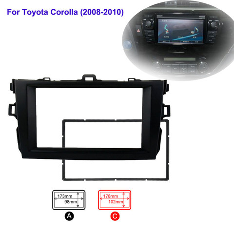 ! 2Din ABS coche Radio Estéreo Marco de Panel de controles para Toyota Corolla 2008-2010 ► Foto 1/6