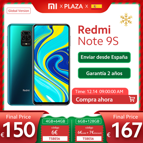 Xiaomi Redmi Note 9S versión Global 6GB 128GB 4GB 64GB Nota 9S los teléfonos móviles Snapdragon 720G 6,67 