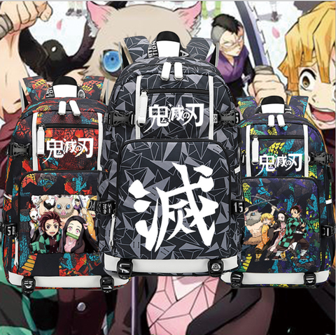 Mochila Demon Slayer: Kimetsu no Yaiba Kamado Tanjirou para ordenador portátil, bolsa de viaje con USB, Oxford, nueva ► Foto 1/6