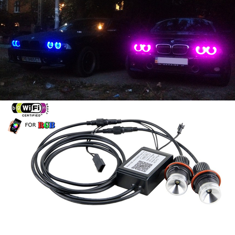 Anillo de luz LED RGB con WIFI para coche BMW, marcador de luz LED Canbus de 12V y 24W con Halo, sin Error, para modelo E60, E61, E63, E64, 87, X3, E39, E53, E65 y E66 ► Foto 1/6