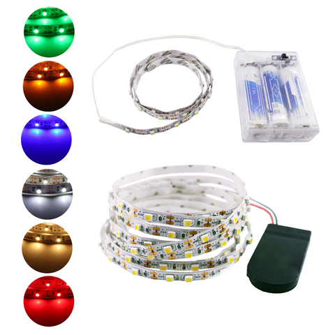 Tira de luces Led de 5V, cinta Flexible de 60LED/m 2835, alimentada por batería, impermeable, Blanco cálido, blanco frío, rojo, verde, azul y amarillo, 3528 ► Foto 1/6