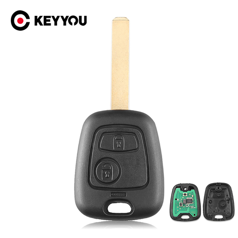 KEYYOU 2 botones 433 Mhz llave de coche remoto sin llave para Peugeot 307 Citroen C1 C3 llave de coche VA2 hoja con PCF7961 Chip ► Foto 1/6