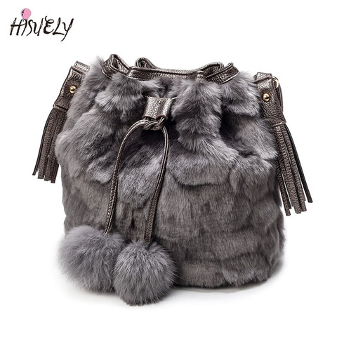 2022 nuevo Vintage Faux conejo de piel de las mujeres bolsa de mensajero de mujer, bolsas de hombro cadena bolso de invierno suave bolsa de señora diseñadora Q6 ► Foto 1/1