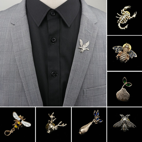 Broche de Animal avanzada Retro para hombre, alfileres de Metal, joyería, broches elegantes, Pin para Collar, Pin de abeja, águila, escorpión, flor ► Foto 1/1