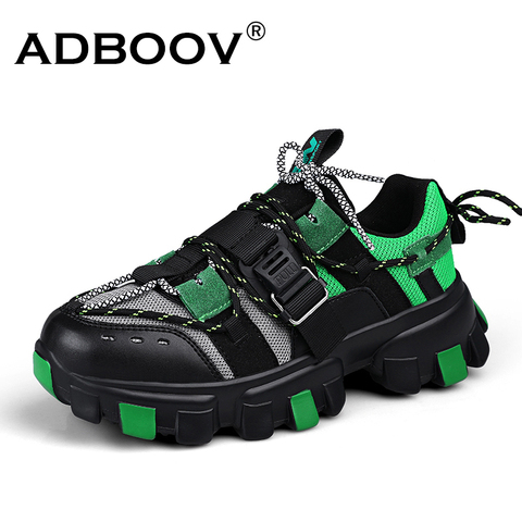 ADBOOV-Zapatillas de deporte de suela gruesa para hombre, Tenis masculinos con hebilla, transpirables ► Foto 1/6