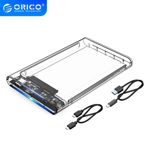 ORICO tipo C 2,5 ''Funda de disco duro transparente USB3.1 Gen2 10Gbps carcasa de disco duro compatible con protocolo UASP con Cable tipo C a C ► Foto 1/6