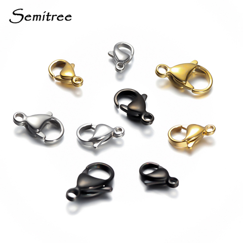 Semitree 25 uds de acero inoxidable Oro Negro langosta broches para joyería hallazgos DIY collar Accesorios para hacer Pulseras/9/10/12/15 MM ► Foto 1/5