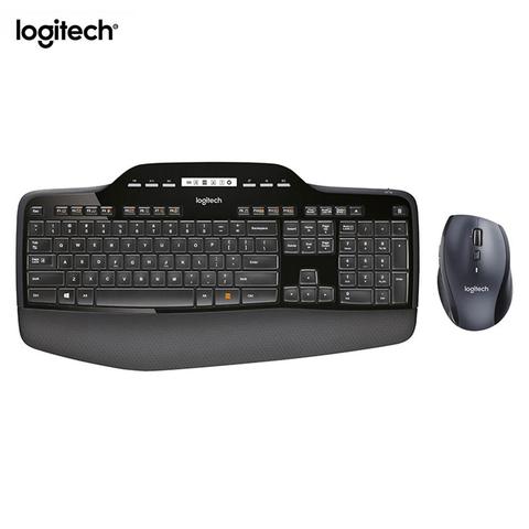 Juego de peines de ratón Logitech MK710 de 2,4 GHz, ratón óptico inalámbrico ergonómico, Panel de Control LCD para Gameing y trabajo de PC ► Foto 1/6