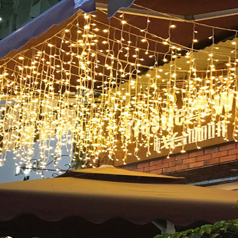 Cortina de luces LED, guirnalda de luces tipo cortina 220V 5m 96Leds Navidad LED, fiesta de Navidad, jardín, escenario, luz decorativa al aire libre ► Foto 1/6