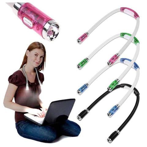 Luz de lectura Flexible y ajustable para luz LED para el cuello, lámpara de lectura de cabecera para trabajo y correr, tejido para ganchillo, manos libres ► Foto 1/6