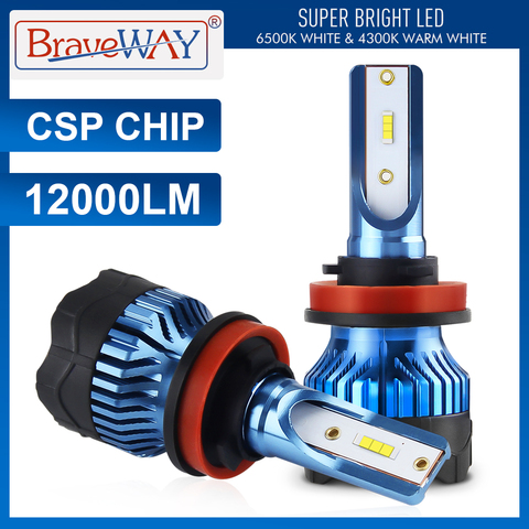 BraveWay-Kit de bombillas LED para faros delanteros, luces blancas antiniebla, 12V, CHIP CSP, H4 H7 H8 H9 H11 9005 HB3 9006 HB4 6000K ► Foto 1/6