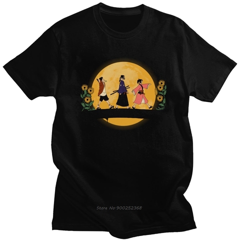 Camiseta Kawaii Moon Samurai Champloo para hombre, Camiseta de algodón puro de Mugen Fuu, camiseta de Manga corta de Anime, ropa de regalo ► Foto 1/3
